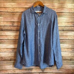Frank & Eileen Chambray Striped Linen Relaxed Button Up Shirt in Eileen Size XL